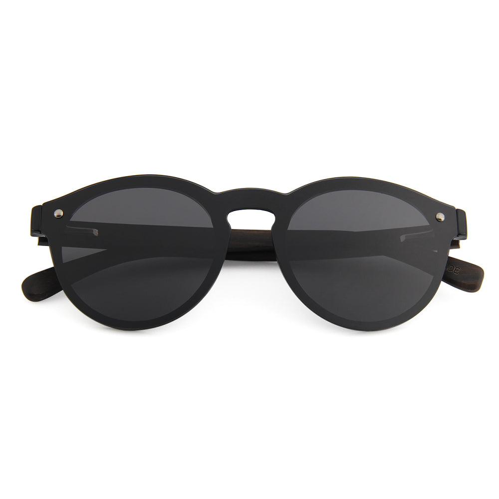 SLIM SHADY BLACK Sunglasses Ladies Polarised Lens Wooden Arms - Hashtag Bamboo