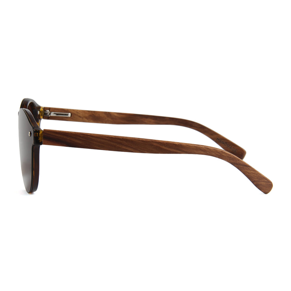 SLIM SHADY BROWN Sunglasses Ladies Polarised Lens Wooden Arms - Hashtag Bamboo