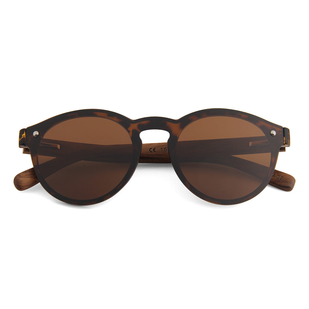 SLIM SHADY BROWN Sunglasses Ladies Polarised Lens Wooden Arms - Hashtag Bamboo