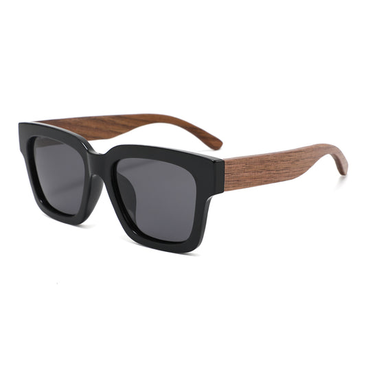 HARPER BLACK Ladies Sunglasses Polarised Lens Wooden Arms