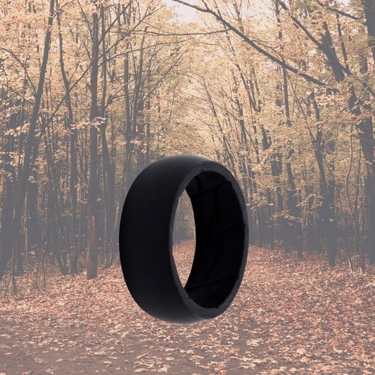 Men's Black Silicone Ring 9mm Smooth
