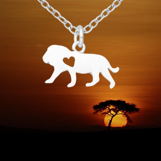 925 Sterling Silver African Lion Heart Big 5 Pendant #2