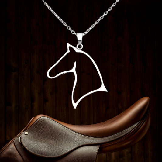 925 Sterling Silver Horse Head Outline Pendant
