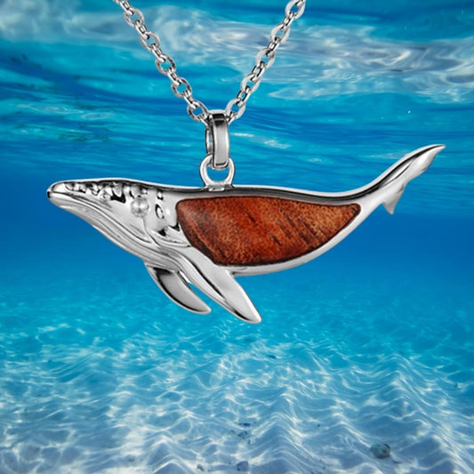 925 Silver Whale Pendant with Koa on a 40cm chain (included).
