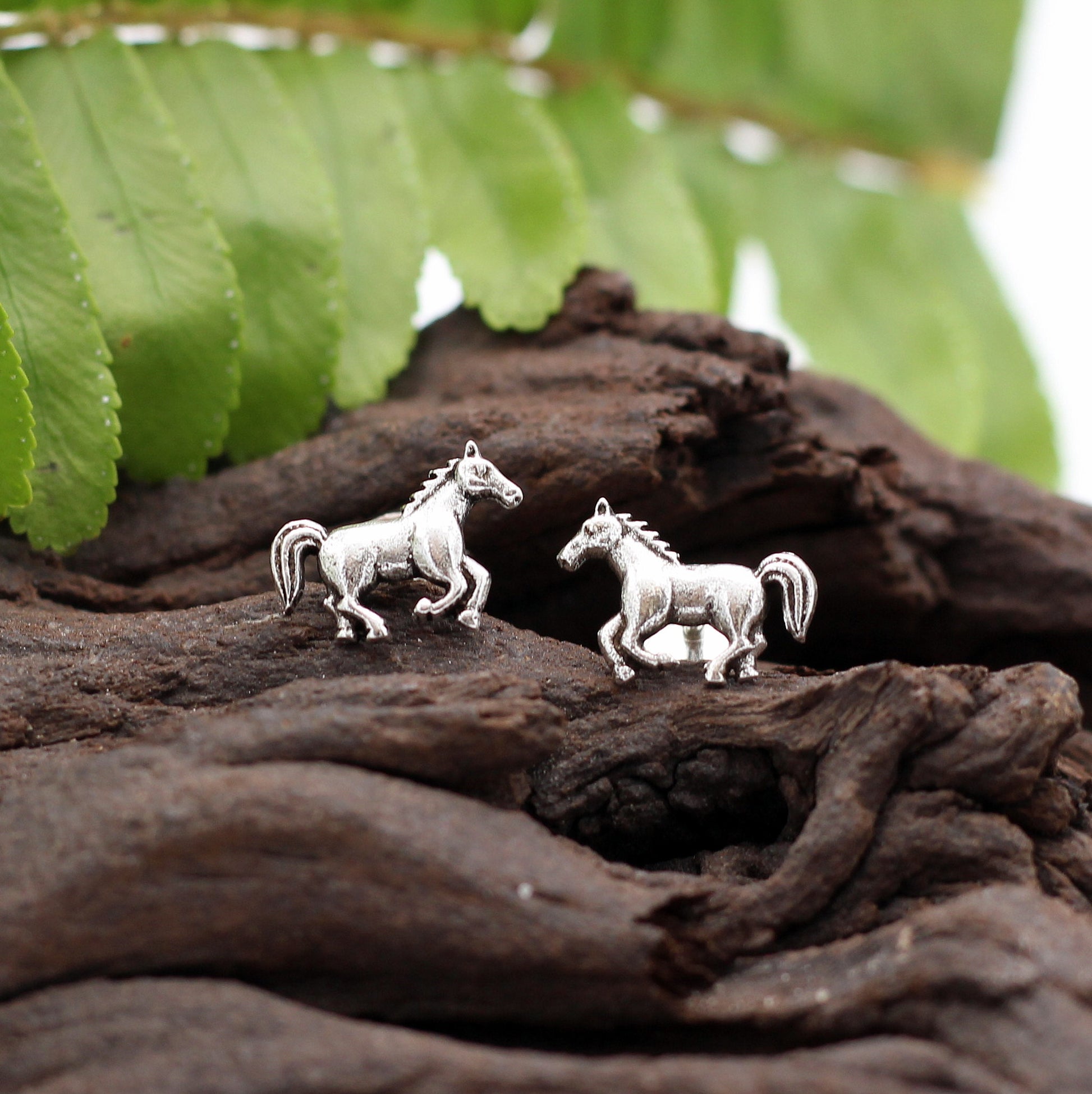 925 Sterling Silver Ear-rings - Horses - Hashtag Bamboo