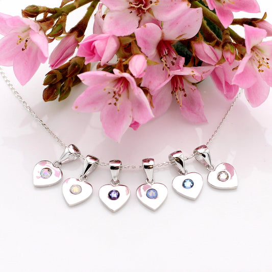 925 Sterling Silver Heart PENDANT Austrian Crystal 6 COLOURS