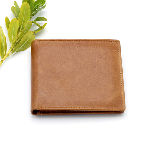 Men's Genuine Leather Wallet RFID Blocking TAN