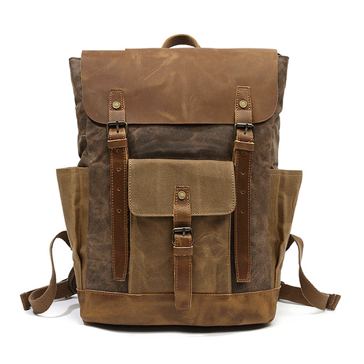 MANJARO BROWN Waxed Canvas & Genuine Leather Backpack