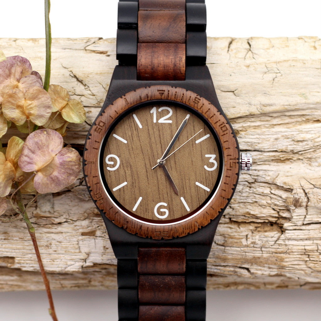 MANWOOD BRAVE Men's Wooden Watch with Wood Strap - Hashtag Bamboo