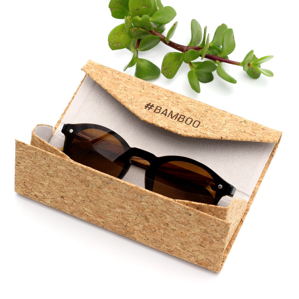 Add a #BAMBOO Sunglass Case to your order.  Folds up when not in use.
