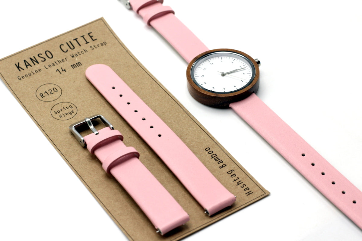 Cutie Watch Strap Genuine Leather 14mm Green or Pink