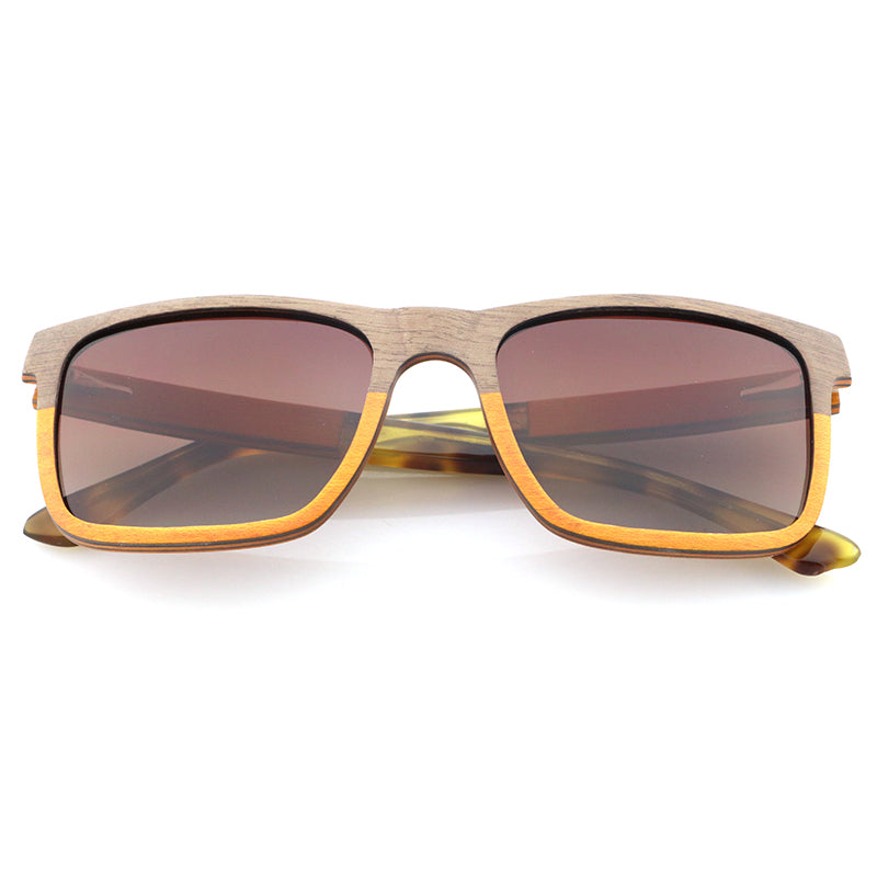 DIJON BROWN Men's Wooden Sunglasses Polarised Lens