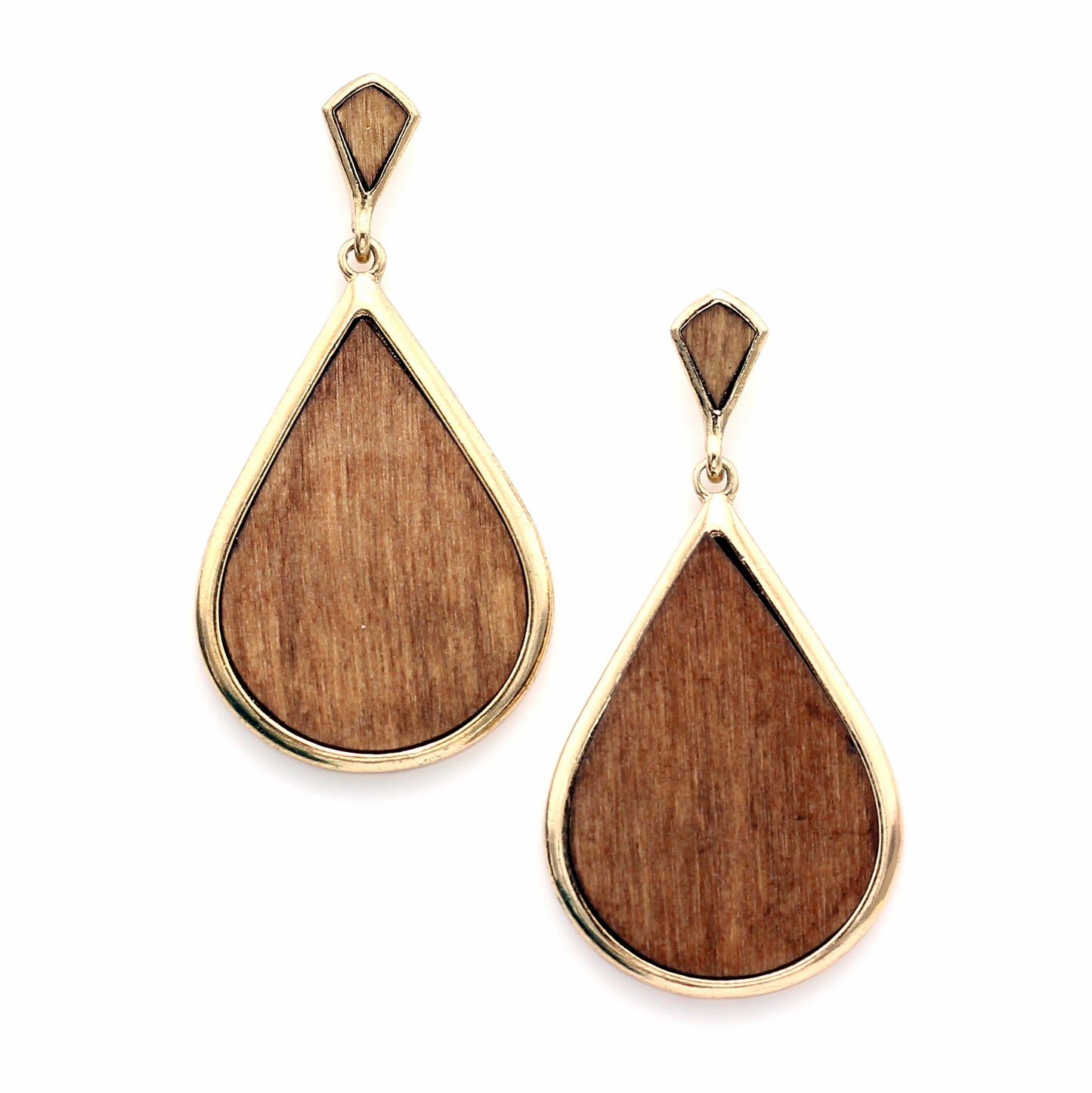 Earrings Metal Wood Teardrop