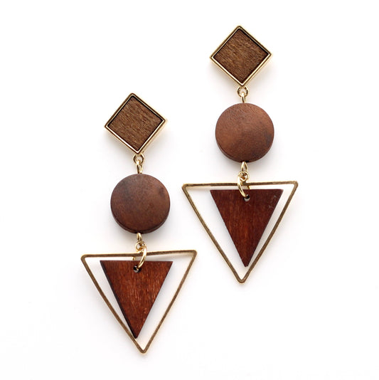 Earrings Wood Geometric