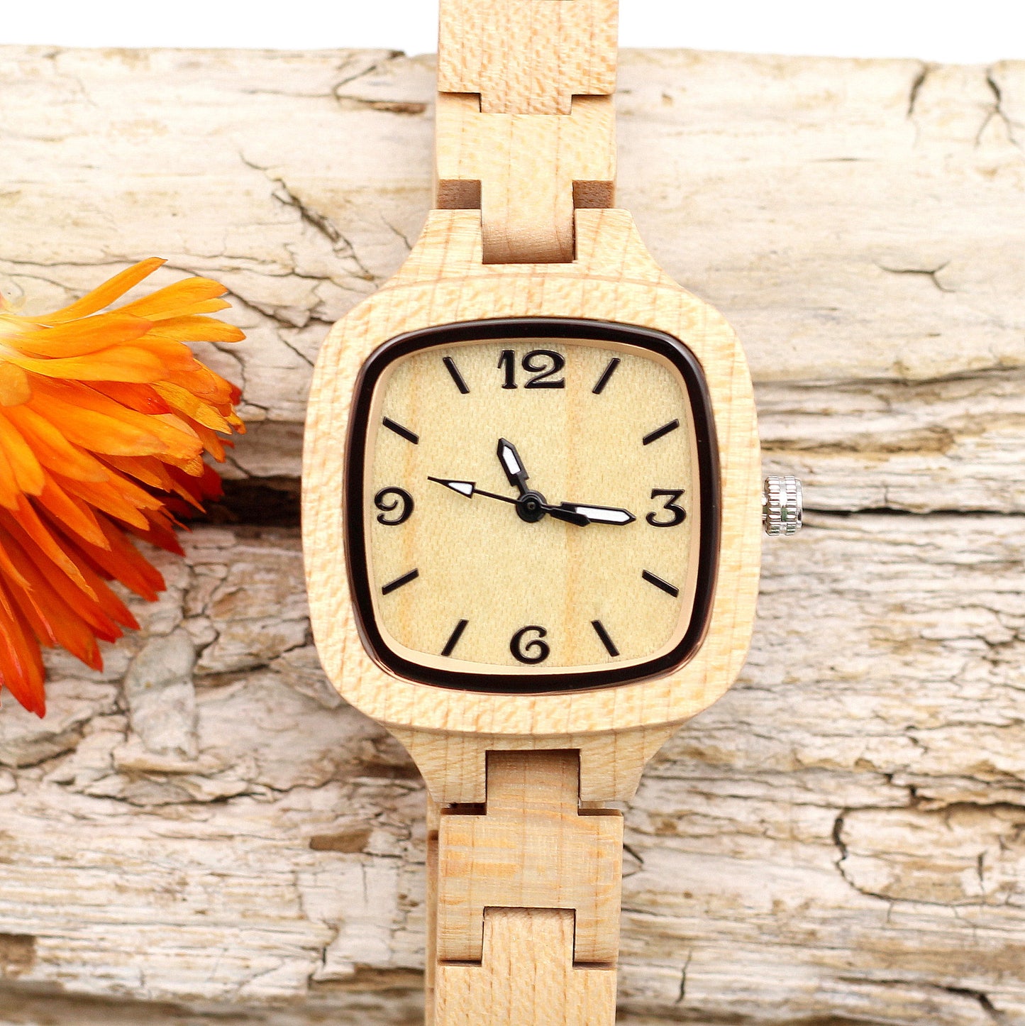 ECO BELLA -  FEMWOOD Ladies Wooden Watch with Wood Strap - Hashtag Bamboo