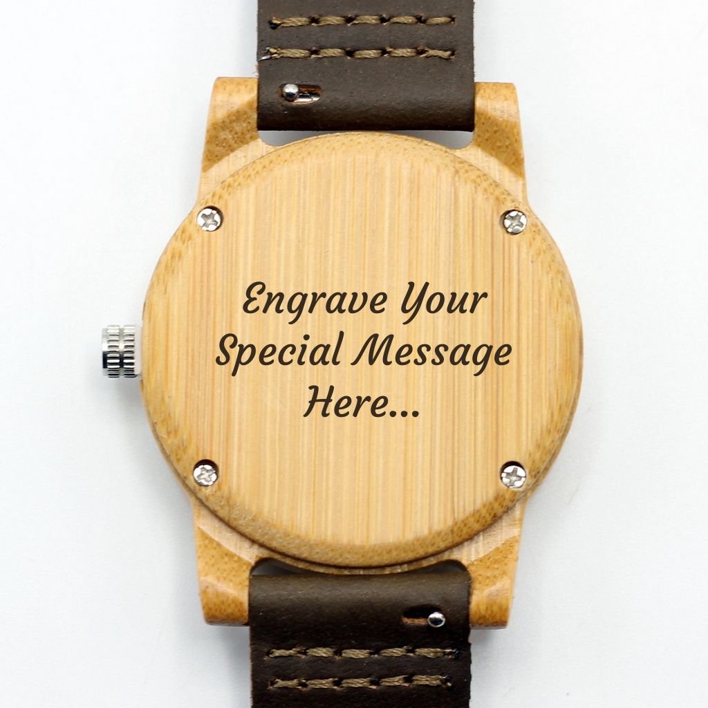 ECO-CHAP Men's Bamboo Watch with Brown Leather Strap