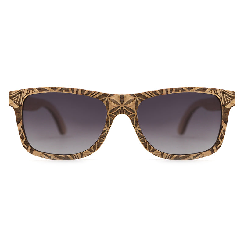 MAMOA GREY Men's Patterned Wood Sunglasses Polarised Lens