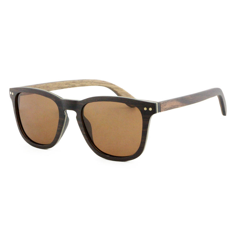 FLARE EBONY BROWN Wooden Sunglasses with Polarised Lens