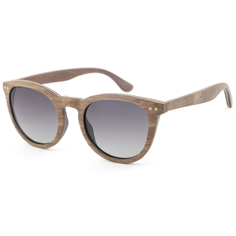 LAURA WALNUT GREY Ladies Wooden Sunglasses Polarised Lens