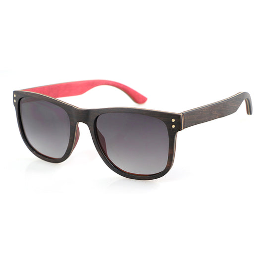 ROSSI RED ARM Men's Ebony Wood Sunglasses Grey Polarised Lens - Hashtag Bamboo