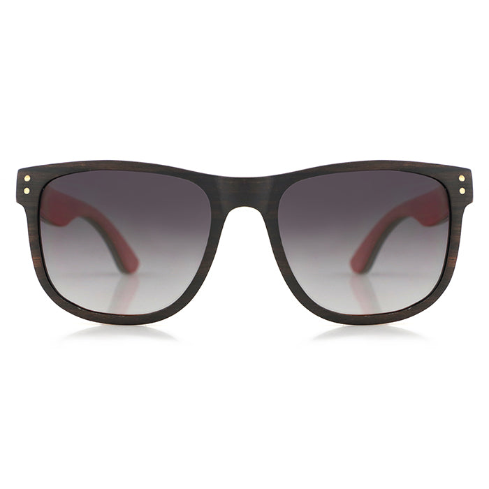 ROSSI RED ARM Men's Ebony Wood Sunglasses Grey Polarised Lens - Hashtag Bamboo