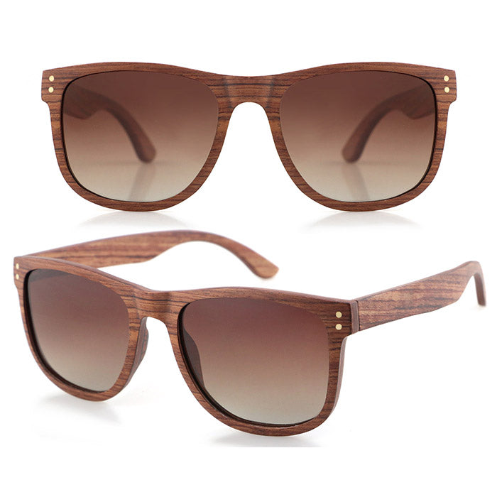 ROSSI BROWN Men's Walnut Wood Sunglasses Polarised Lens - Hashtag Bamboo