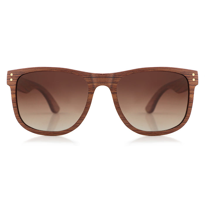 ROSSI BROWN Men's Walnut Wood Sunglasses Polarised Lens - Hashtag Bamboo