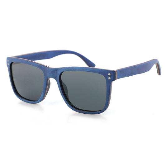 THE VASCO Sunglasses SOLID WOOD Men's Blue Ebony Wood Grey Polarised Lens - Hashtag Bamboo