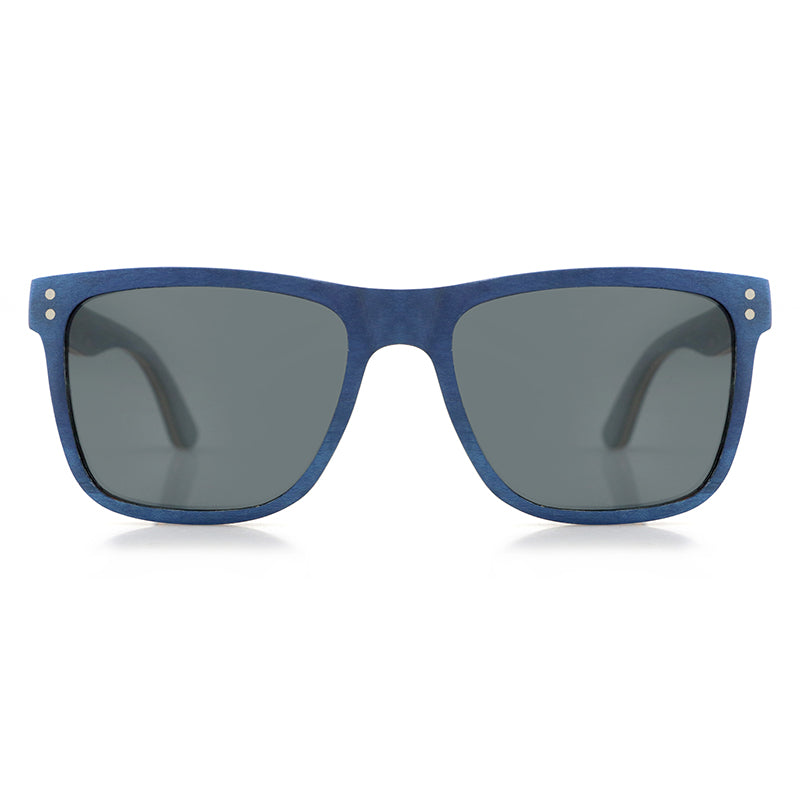 THE VASCO Sunglasses SOLID WOOD Men's Blue Ebony Wood Grey Polarised Lens - Hashtag Bamboo