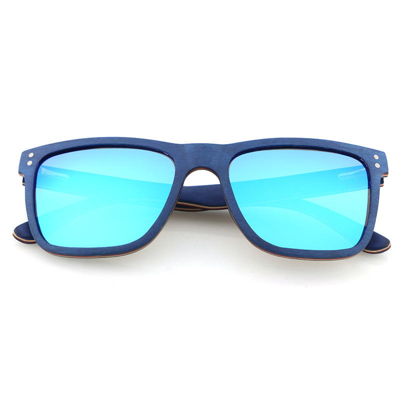 VASCO BLUE Men's Blue Ebony Wood Sunglasses Blue Polarised Lens - Hashtag Bamboo