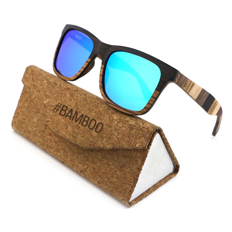 DUVALL BLUE Men's Wooden Sunglasses Two Tone Wood Polarised Lens