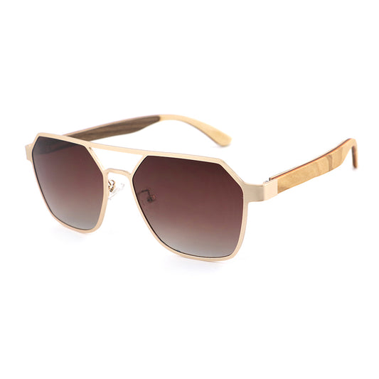 BRUNO GRADIENT BROWN Geometric Aviator Sunglasses Polarized Lens