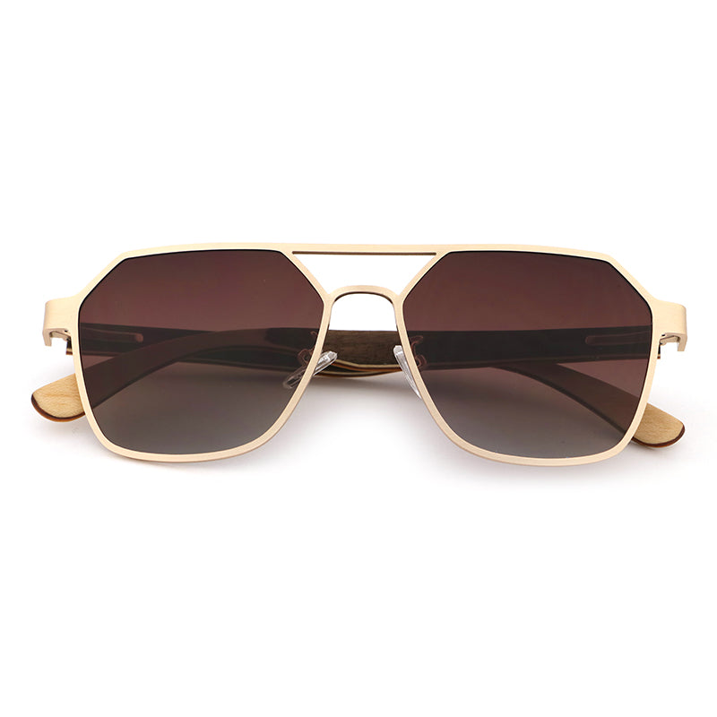 BRUNO GRADIENT BROWN Geometric Aviator Sunglasses Polarized Lens