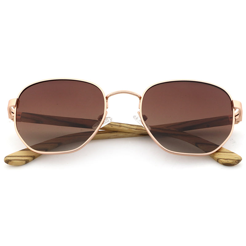 CONVOY BROWN Sunglasses AVIATOR Polarised Lens Wooden Arms