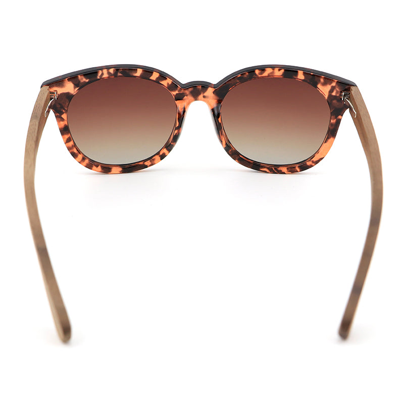 PASHA TS BROWN Ladies Sunglasses Frame Polarised Lens Wooden Arms