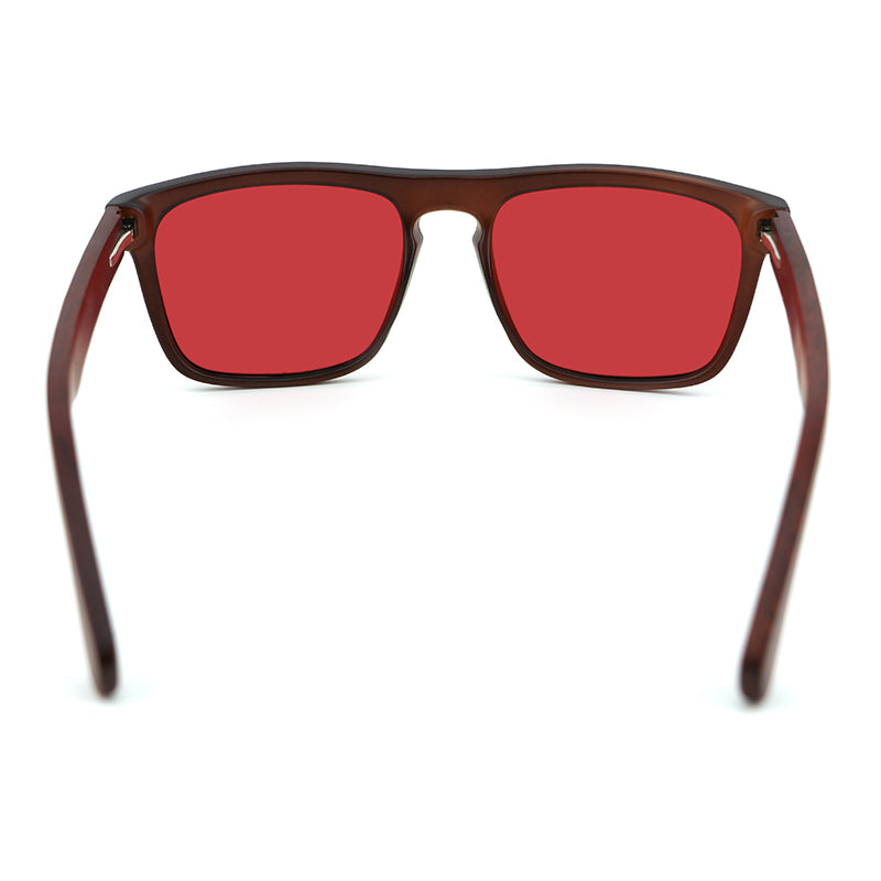 MANSHADY RED Men's Sunglasses Polarised Lens Wooden Arms