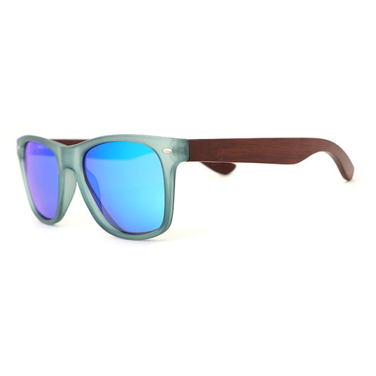 IBIZA BLUE Men's Sunglasses Polarised Lens Wooden Arms