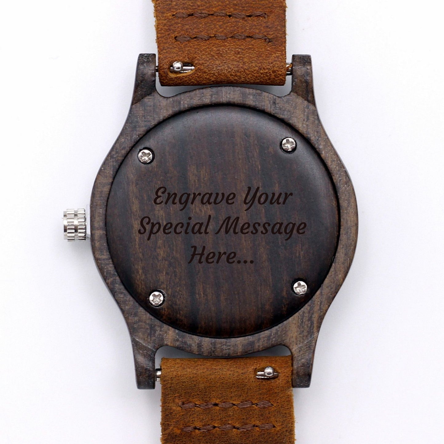 EVE Ladies Ebony Wooden Watch with Leather Strap