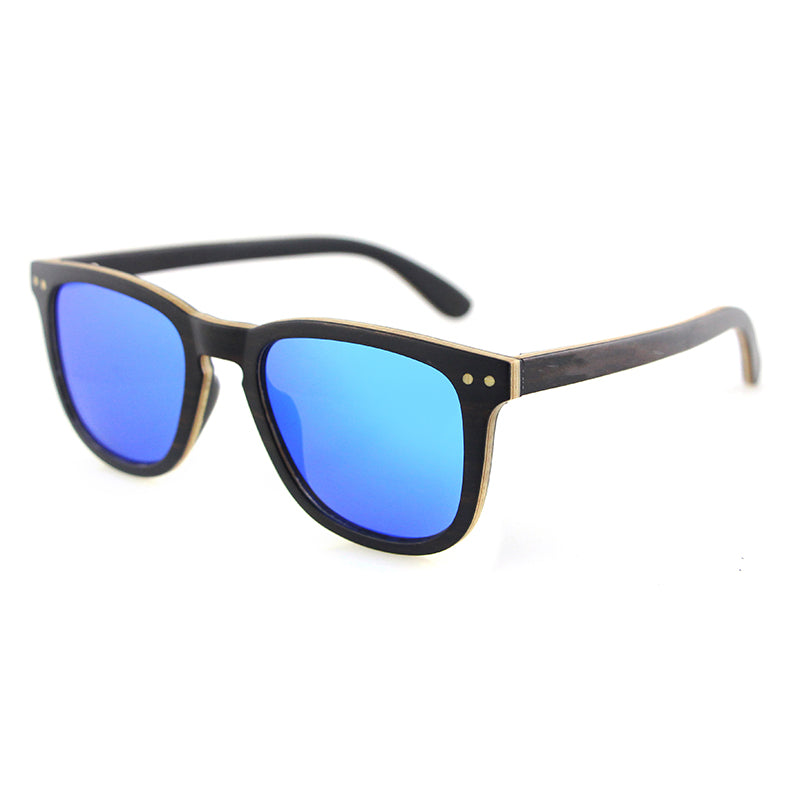 FLARE EBONY BLUE  Wooden Sunglasses Polarised Lens