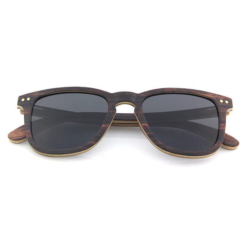 FLARE EBONY GREY Wooden Sunglasses Polarised Lens - Hashtag Bamboo