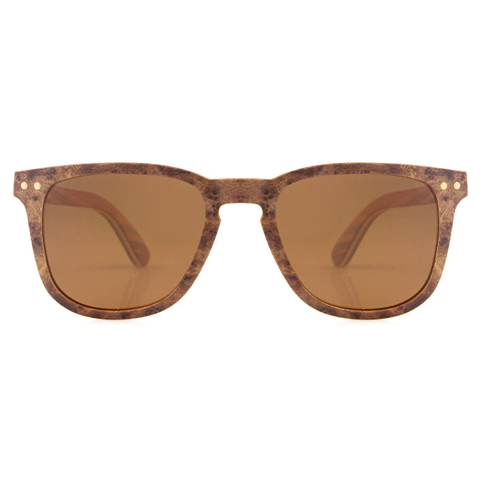 FLARE BURL BROWN Wooden Sunglasses Polarised Lens