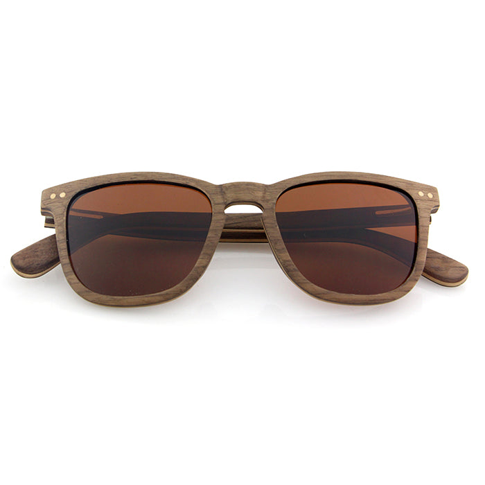 FLARE WALNUT BROWN Wooden Sunglasses Polarised Lens - Hashtag Bamboo