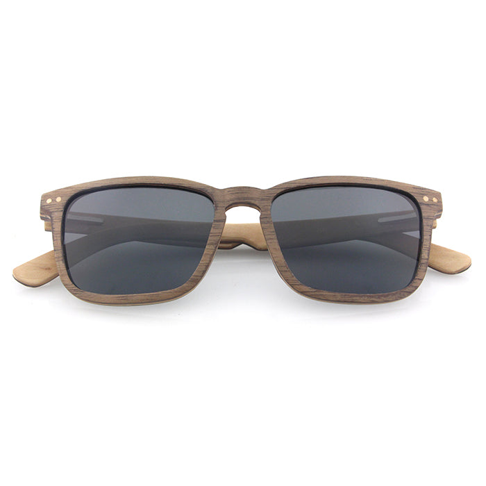 FOXIE WALNUT GREY Wooden Sunglasses Polarised Lens