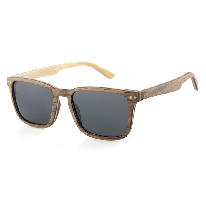 FOXIE WALNUT GREY Wooden Sunglasses Polarised Lens