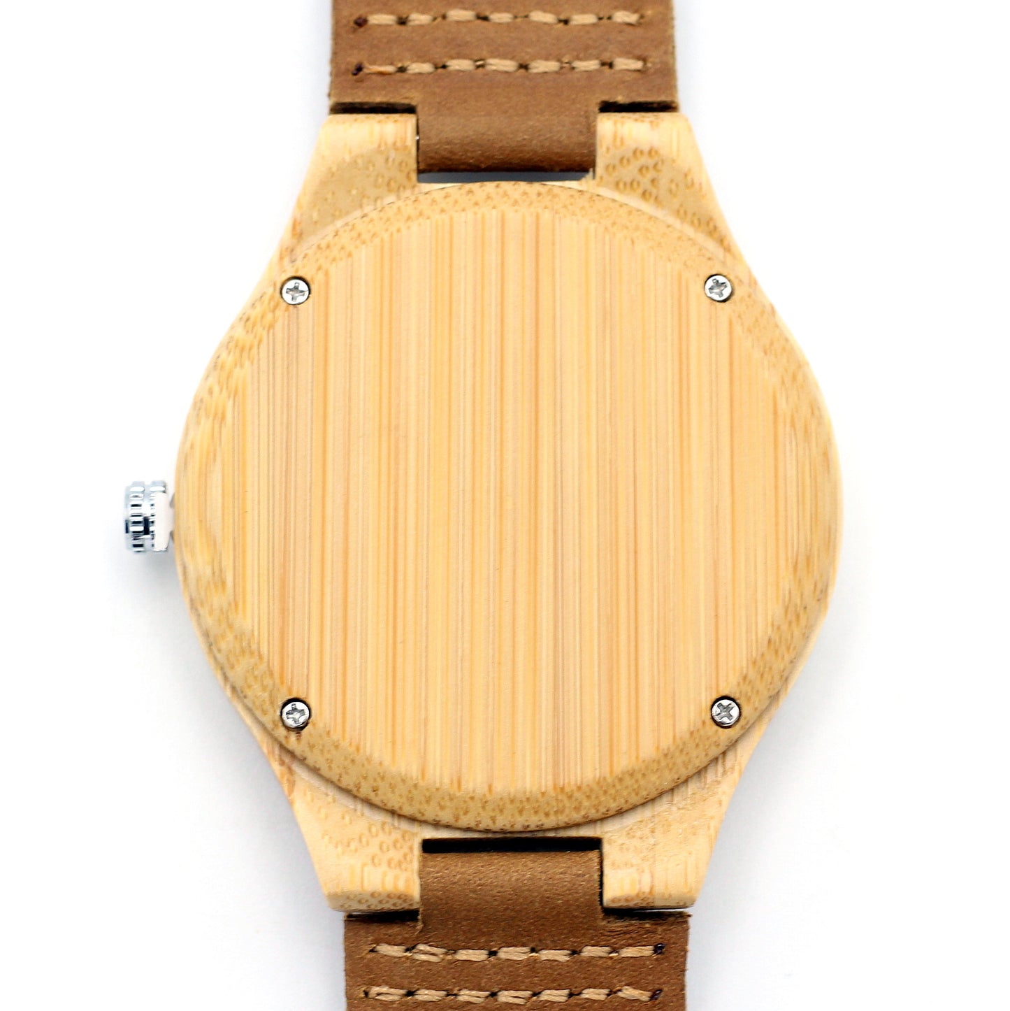 MANLY GOBI Wooden Watch Bamboo with Dark Tan Leather Strap