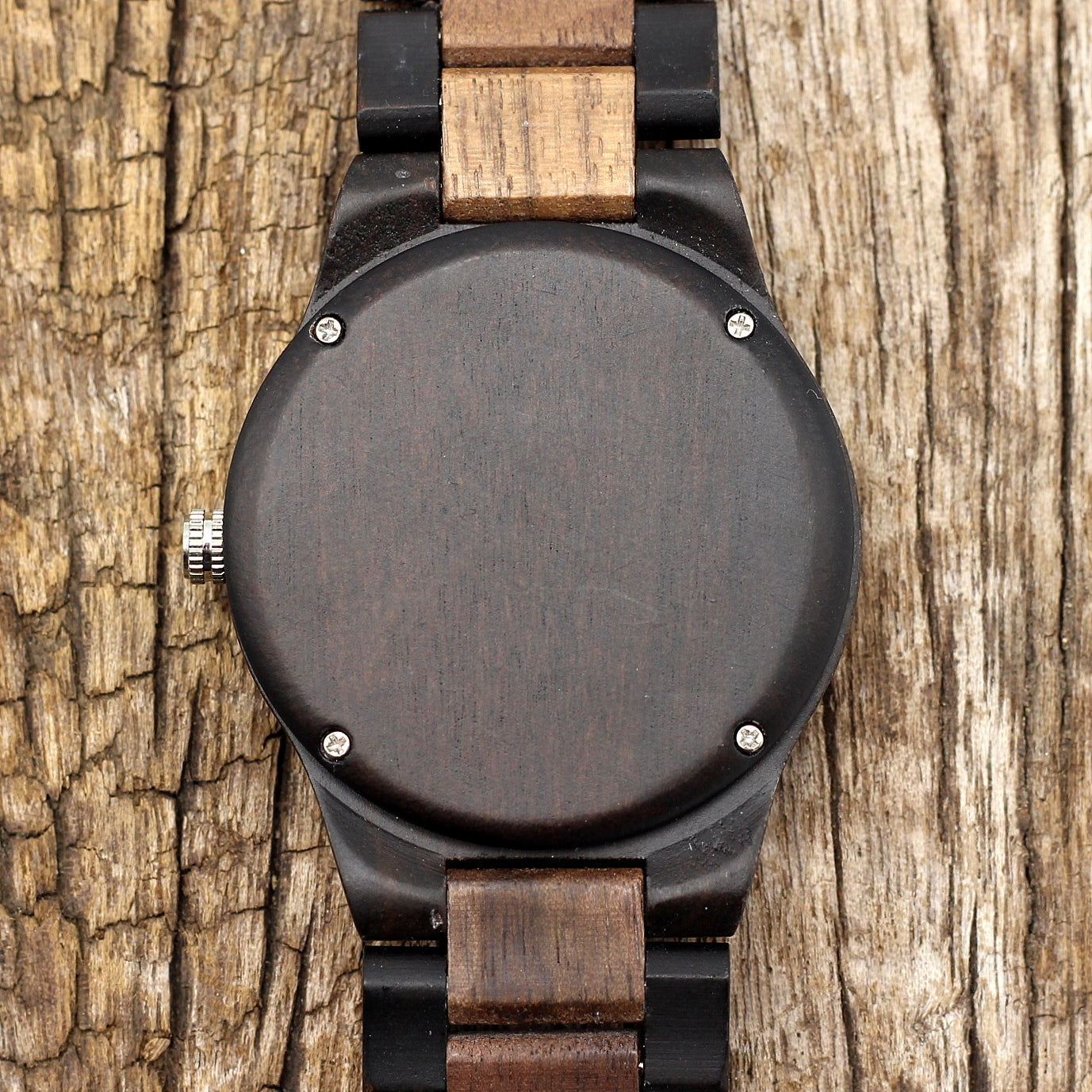 Men's wooden watch, walnut and ebony,  the Eco-Brave manwood watch, personalise it, bewell watches, hashtag bamboo, south africa. Great gifts for guys.