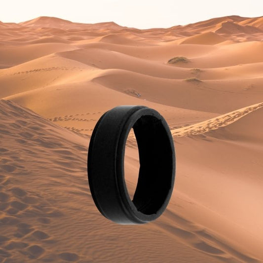 Men's Black Silicone Ring 8mm Bevelled Edge