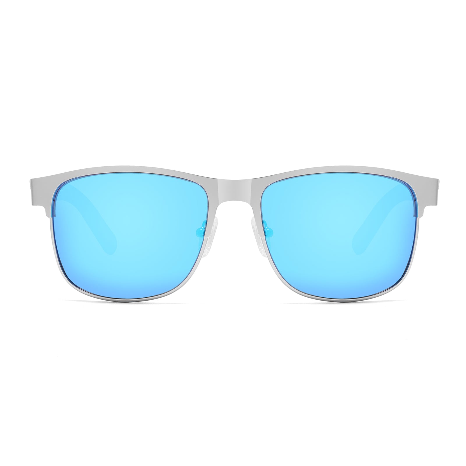 HOLLYWOOD BLUE Men's Metallic Sunglasses Mirror Polarised Lens Wooden Arms - Hashtag Bamboo