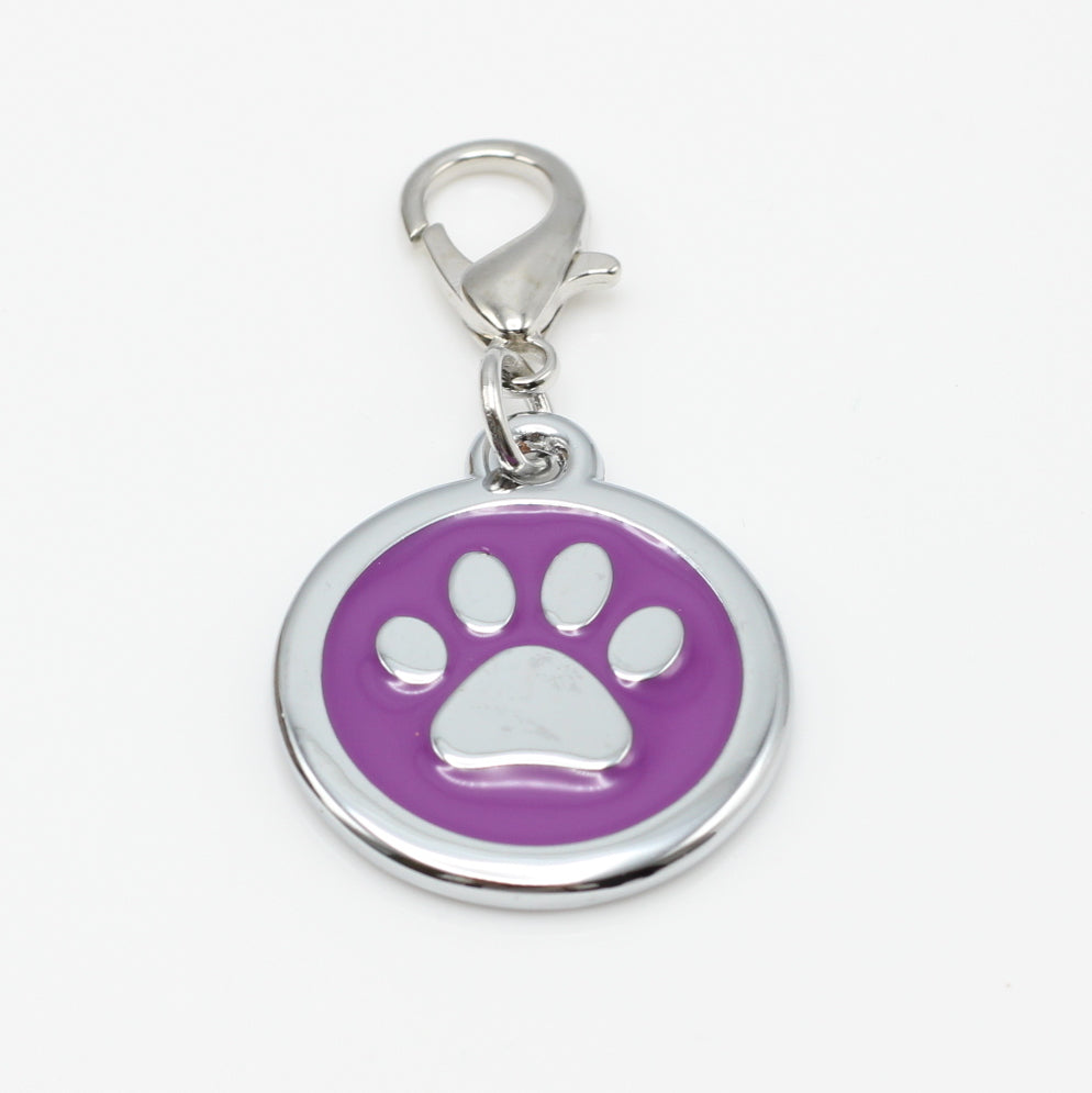 Stainless Steel Paw Print Dog Tag, 5 colours, purple, price includes engraving.