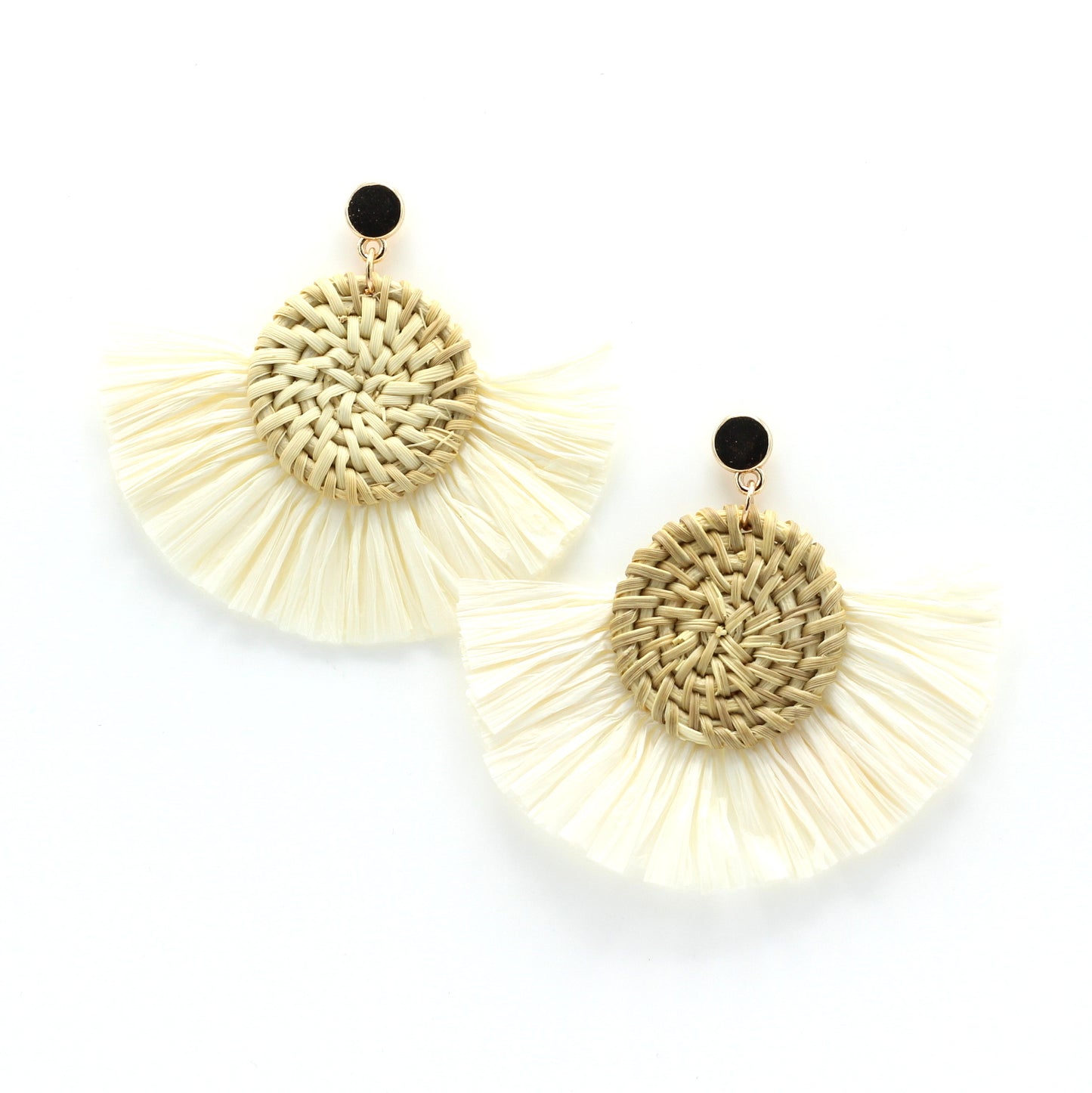Earrings Handmade with Natural Raffia and Rattan - Hashtag Bamboo